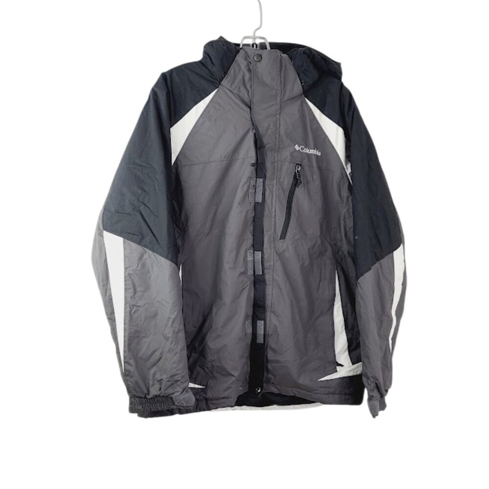 Columbia Men's Black Gray‎ Hooded Winter Snow Windbreaker Jacket Size M